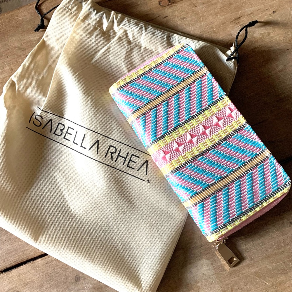 Isabella Rea woven zip around wallet pastel multicolor